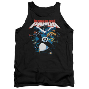AN OFFCIALLY LICENSED KUNG FU PANDA KUNG FU GROUP ADULT UNISEX TANK TOP BLACK
