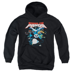 AN OFFCIALLY LICENSED KUNG FU PANDA KUNG FU GROUP YOUTH HOODIE BLACK