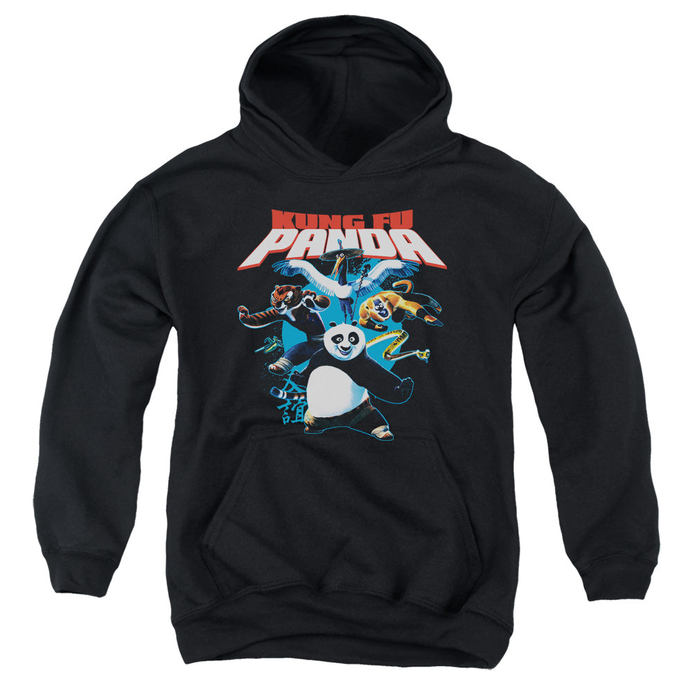 AN OFFCIALLY LICENSED KUNG FU PANDA KUNG FU GROUP YOUTH HOODIE BLACK