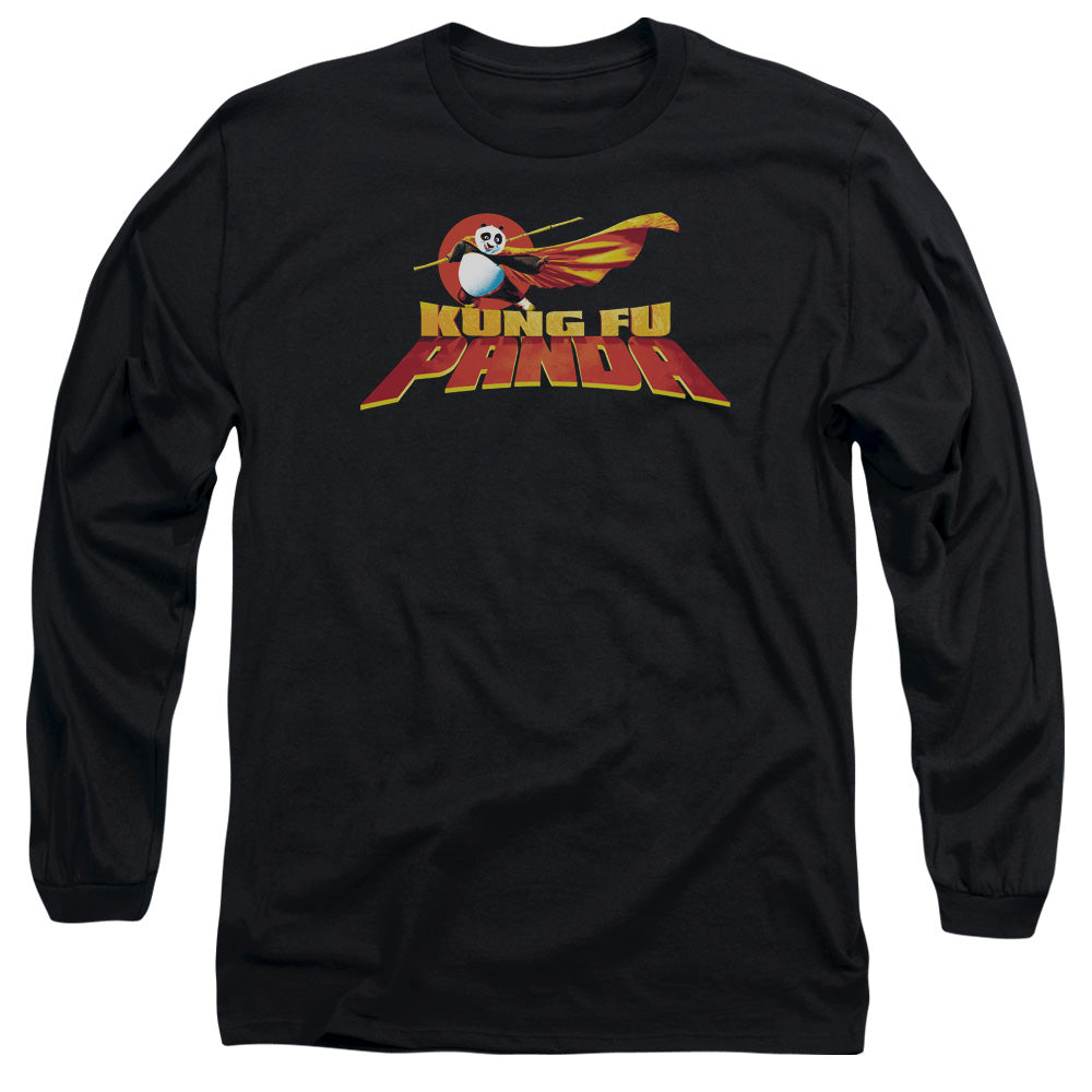 AN OFFCIALLY LICENSED KUNG FU PANDA LOGO MEN'S LONG SLEEVE T-SHIRT BLACK