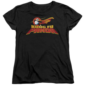 AN OFFCIALLY LICENSED KUNG FU PANDA LOGO WOMEN'S REGULAR FIT T-SHIRT BLACK