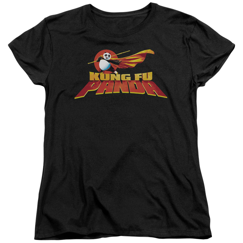 AN OFFCIALLY LICENSED KUNG FU PANDA LOGO WOMEN'S REGULAR FIT T-SHIRT BLACK