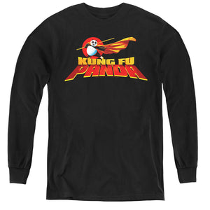 AN OFFCIALLY LICENSED KUNG FU PANDA LOGO YOUTH LONG SLEEVE T-SHIRT BLACK