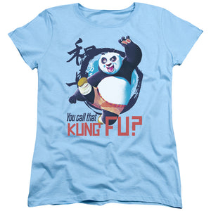 AN OFFCIALLY LICENSED KUNG FU PANDA KUNG FU WOMEN'S REGULAR FIT T-SHIRT LIGHT BLUE