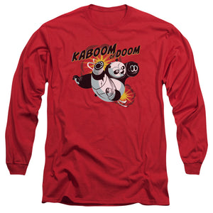 AN OFFCIALLY LICENSED KUNG FU PANDA KABOOM OF DOOM MEN'S LONG SLEEVE T-SHIRT RED