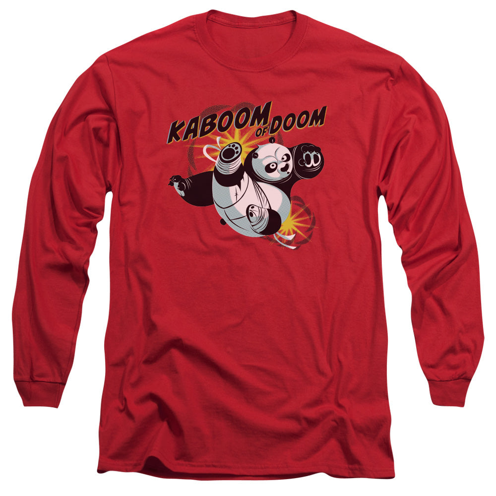 AN OFFCIALLY LICENSED KUNG FU PANDA KABOOM OF DOOM MEN'S LONG SLEEVE T-SHIRT RED