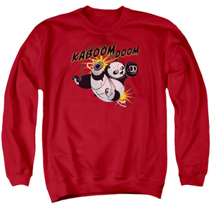 AN OFFCIALLY LICENSED KUNG FU PANDA KABOOM OF DOOM ADULT UNISEX CREWNECK SWEATSHIRT RED