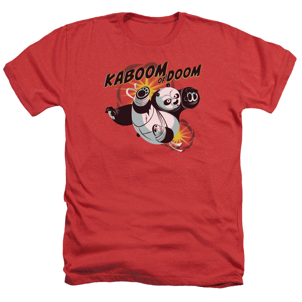 AN OFFCIALLY LICENSED KUNG FU PANDA KABOOM OF DOOM MEN'S HEATHER T-SHIRT RED