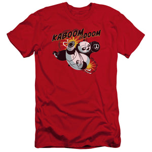 AN OFFCIALLY LICENSED KUNG FU PANDA KABOOM OF DOOM MEN'S PREMIUM SLIM FIT T-SHIRT RED