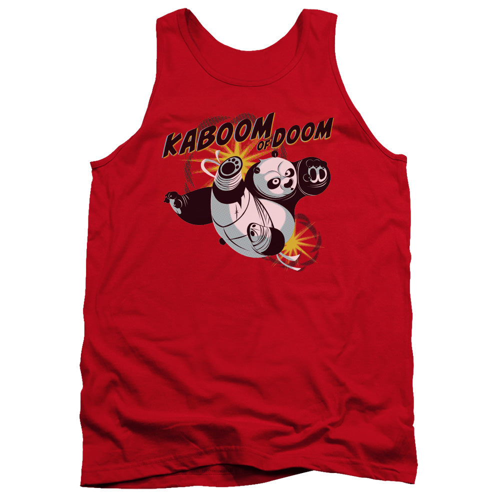 AN OFFCIALLY LICENSED KUNG FU PANDA KABOOM OF DOOM ADULT UNISEX TANK TOP RED