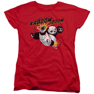 AN OFFCIALLY LICENSED KUNG FU PANDA KABOOM OF DOOM WOMEN'S REGULAR FIT T-SHIRT RED