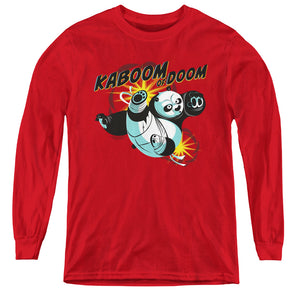 AN OFFCIALLY LICENSED KUNG FU PANDA KABOOM OF DOOM YOUTH LONG SLEEVE T-SHIRT RED