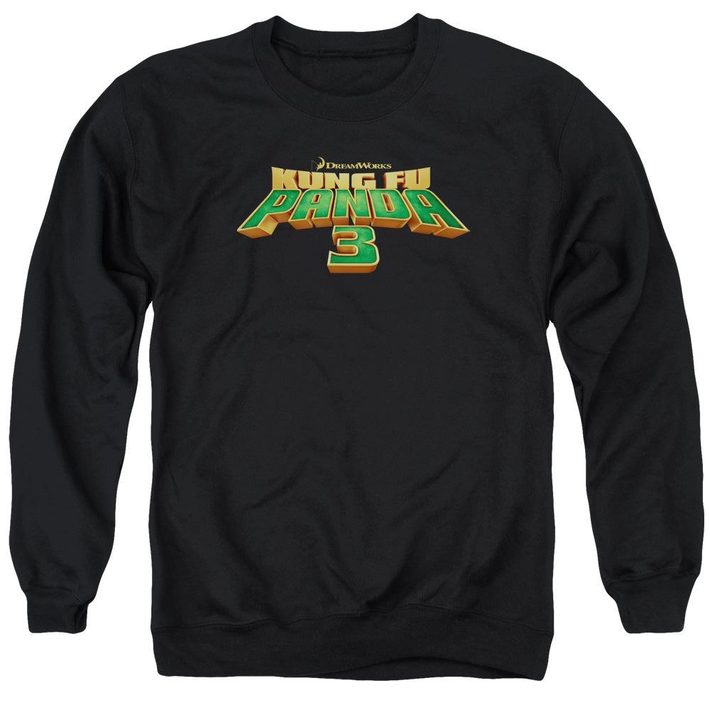 AN OFFCIALLY LICENSED KUNG FU PANDA LOGO ADULT UNISEX CREWNECK SWEATSHIRT BLACK
