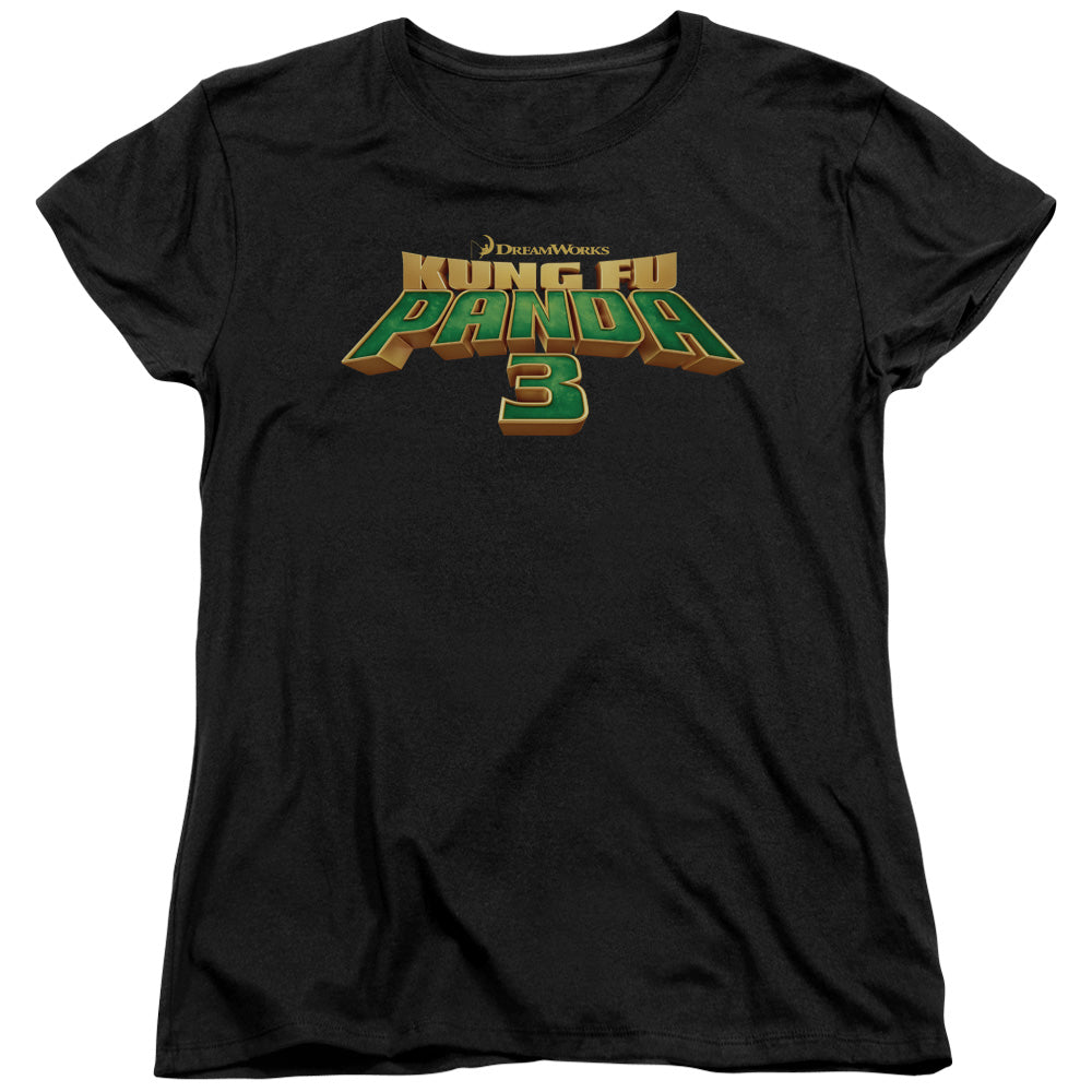 AN OFFCIALLY LICENSED KUNG FU PANDA LOGO WOMEN'S REGULAR FIT T-SHIRT BLACK