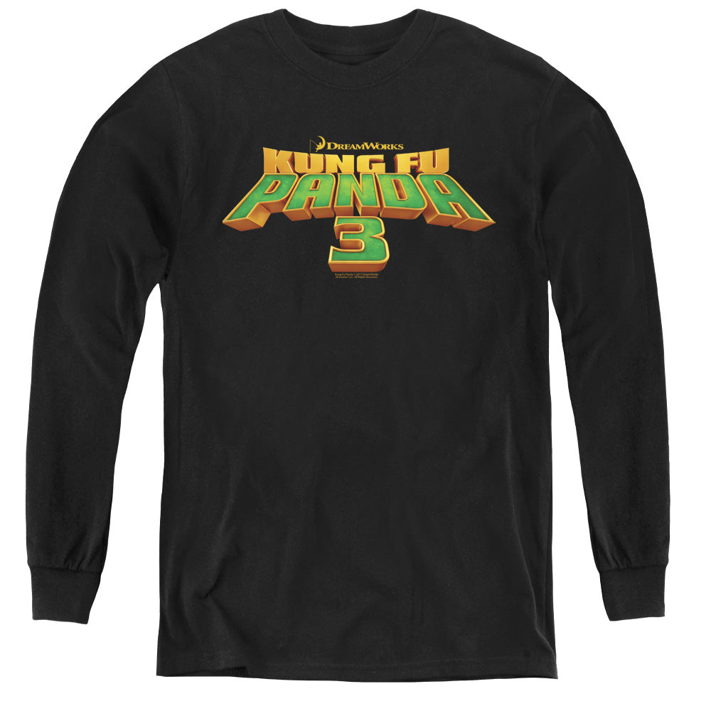 AN OFFCIALLY LICENSED KUNG FU PANDA LOGO YOUTH LONG SLEEVE T-SHIRT BLACK
