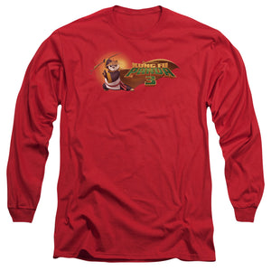 AN OFFCIALLY LICENSED KUNG FU PANDA PO LOGO MEN'S LONG SLEEVE T-SHIRT RED