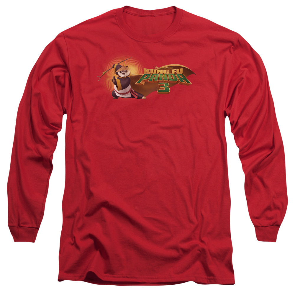 AN OFFCIALLY LICENSED KUNG FU PANDA PO LOGO MEN'S LONG SLEEVE T-SHIRT RED