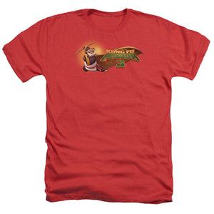 AN OFFCIALLY LICENSED KUNG FU PANDA PO LOGO MEN'S HEATHER T-SHIRT RED