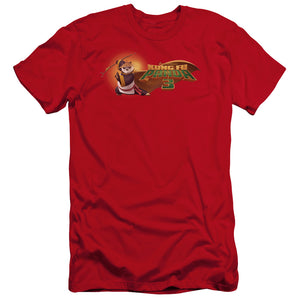 AN OFFCIALLY LICENSED KUNG FU PANDA PO LOGO MEN'S PREMIUM SLIM FIT T-SHIRT RED