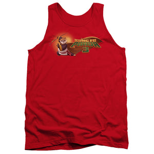 AN OFFCIALLY LICENSED KUNG FU PANDA PO LOGO ADULT UNISEX TANK TOP RED