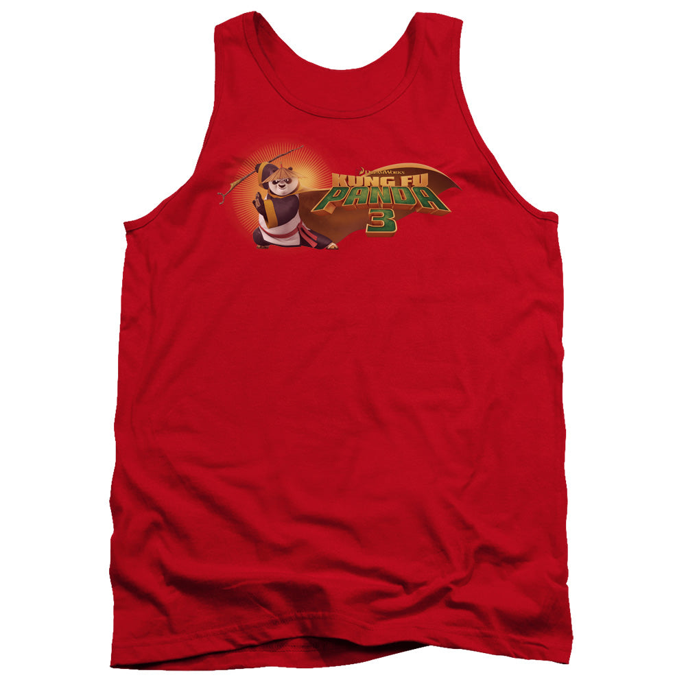 AN OFFCIALLY LICENSED KUNG FU PANDA PO LOGO ADULT UNISEX TANK TOP RED