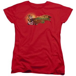 AN OFFCIALLY LICENSED KUNG FU PANDA PO LOGO WOMEN'S REGULAR FIT T-SHIRT RED
