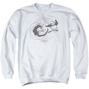 AN OFFCIALLY LICENSED KUNG FU PANDA FACE OFF ADULT UNISEX CREWNECK SWEATSHIRT WHITE