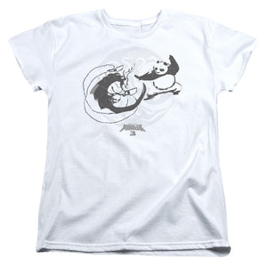 AN OFFCIALLY LICENSED KUNG FU PANDA FACE OFF WOMEN'S REGULAR FIT T-SHIRT WHITE