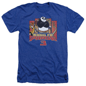 AN OFFCIALLY LICENSED KUNG FU PANDA KUNG FURRY MEN'S HEATHER T-SHIRT ROYAL