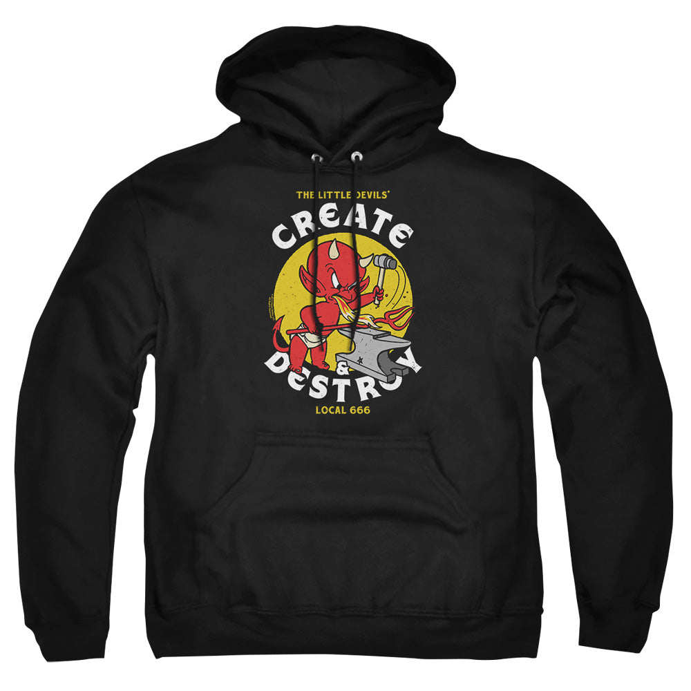 AN OFFCIALLY LICENSED HOT STUFF LOCAL DEVILS ADULT UNISEX PULLOVER HOODIE BLACK