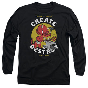 AN OFFCIALLY LICENSED HOT STUFF LOCAL DEVILS MEN'S LONG SLEEVE T-SHIRT BLACK