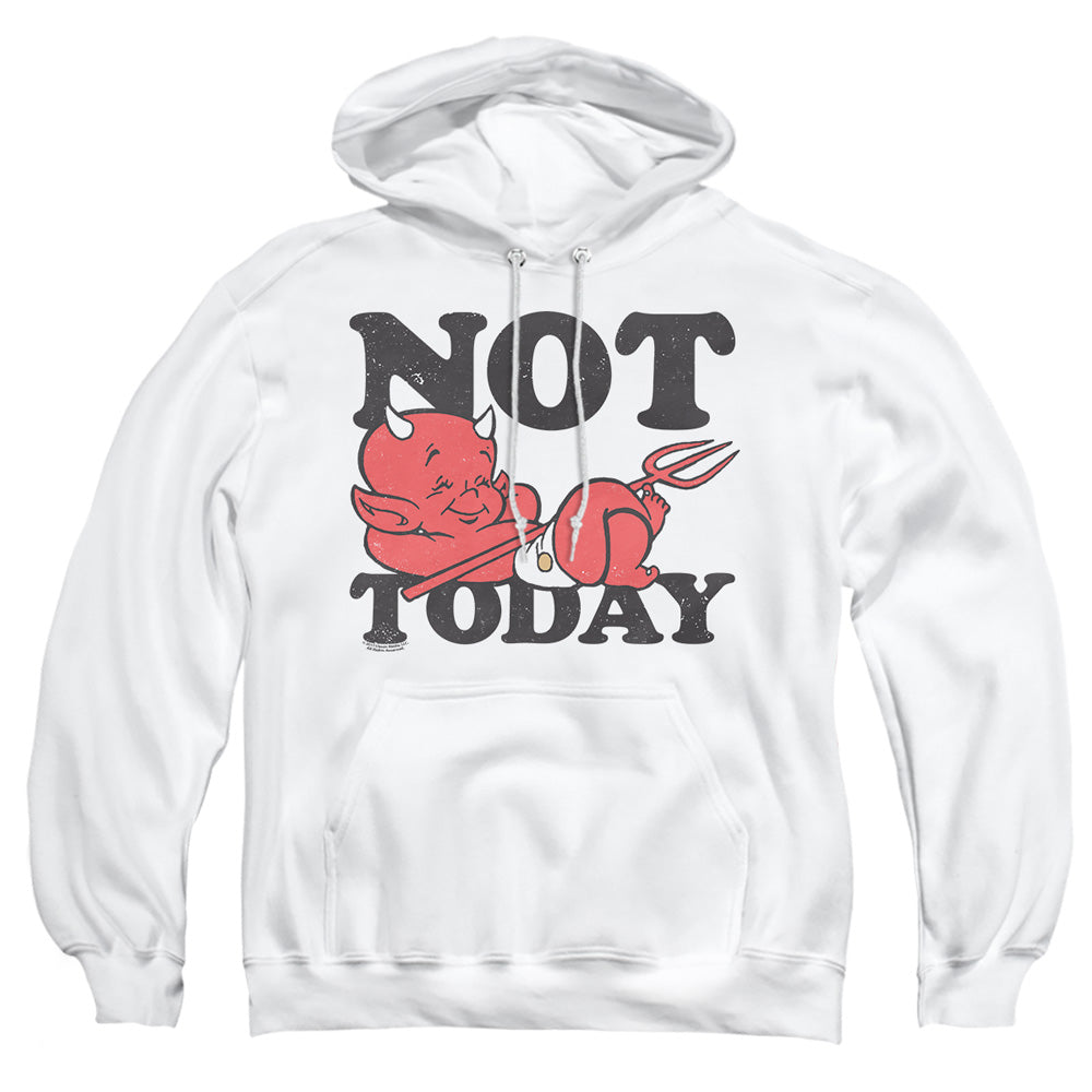 AN OFFCIALLY LICENSED HOT STUFF NOT TODAY ADULT UNISEX PULLOVER HOODIE WHITE