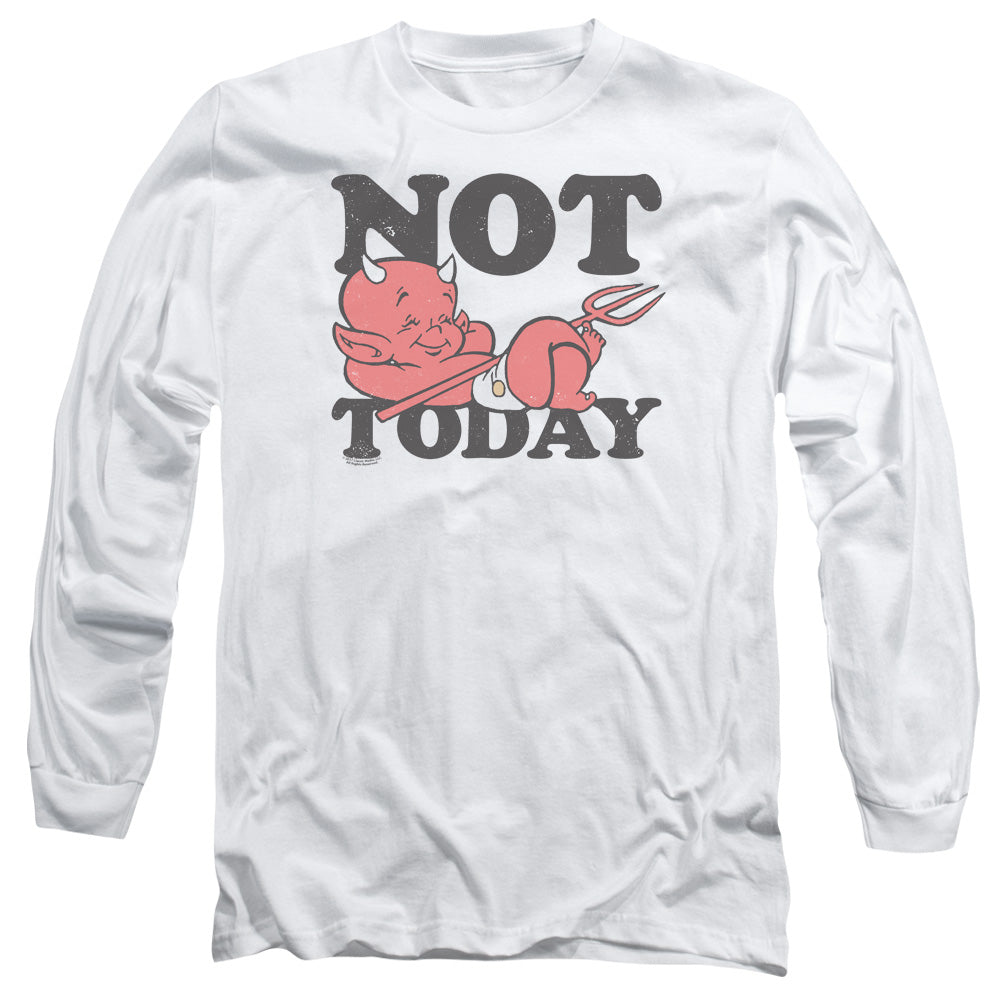 AN OFFCIALLY LICENSED HOT STUFF NOT TODAY MEN'S LONG SLEEVE T-SHIRT WHITE