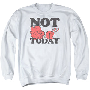 AN OFFCIALLY LICENSED HOT STUFF NOT TODAY ADULT UNISEX CREWNECK SWEATSHIRT WHITE
