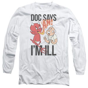 AN OFFCIALLY LICENSED HOT STUFF DOC SAYS MEN'S LONG SLEEVE T-SHIRT WHITE