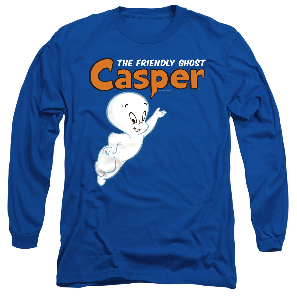 AN OFFCIALLY LICENSED CASPER LOGO AND CASPER MEN'S LONG SLEEVE T-SHIRT ROYAL