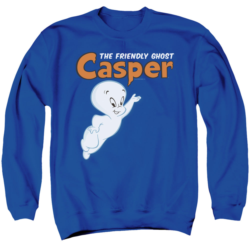 AN OFFCIALLY LICENSED CASPER LOGO AND CASPER ADULT UNISEX CREWNECK SWEATSHIRT ROYAL