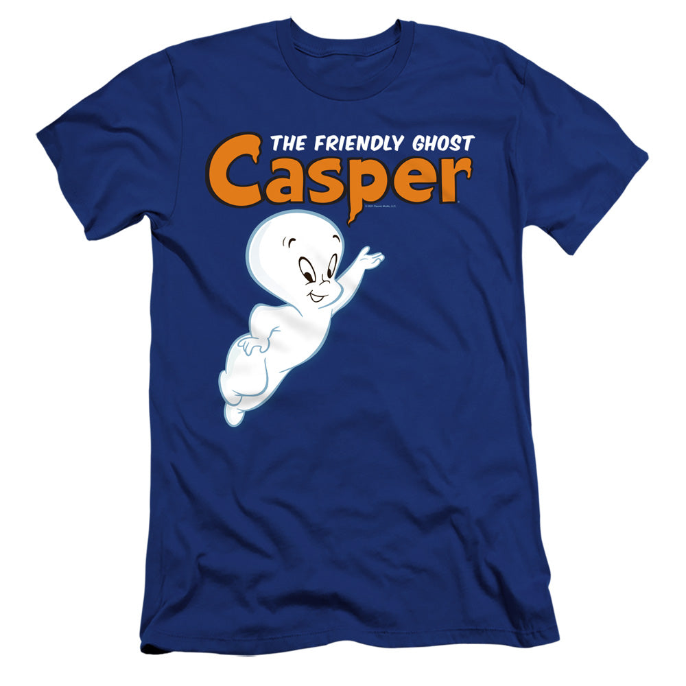 AN OFFCIALLY LICENSED CASPER LOGO AND CASPER MEN'S PREMIUM SLIM FIT T-SHIRT ROYAL