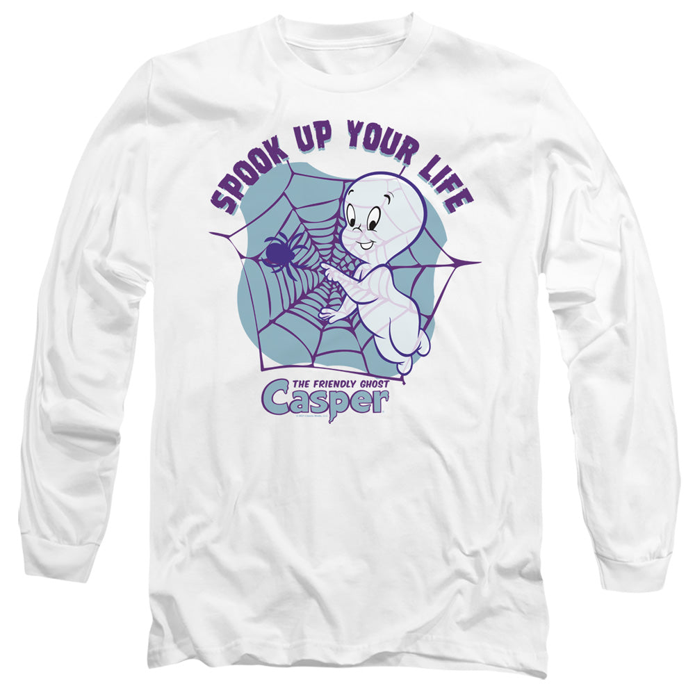 AN OFFCIALLY LICENSED CASPER SPOOK UP YOUR LIFE MEN'S LONG SLEEVE T-SHIRT WHITE