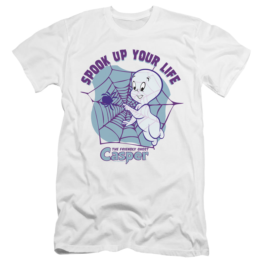 AN OFFCIALLY LICENSED CASPER SPOOK UP YOUR LIFE MEN'S PREMIUM SLIM FIT T-SHIRT WHITE