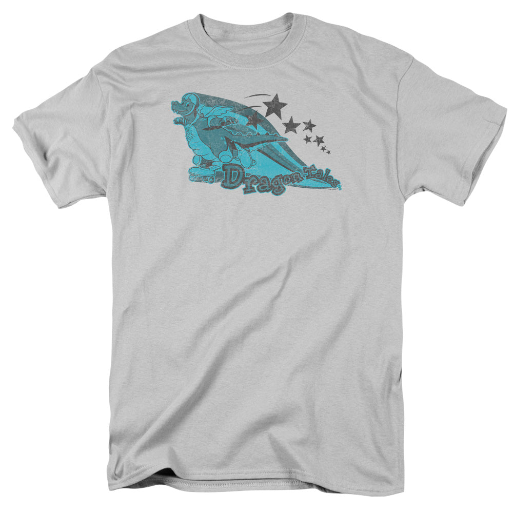 AN OFFCIALLY LICENSED DRAGON TALES ORD SKATES MEN'S REGULAR FIT T-SHIRT SILVER