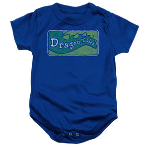 AN OFFCIALLY LICENSED DRAGON TALES LOGO DISTRESSED BABY BODYSUIT ROYAL