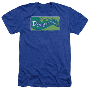 AN OFFCIALLY LICENSED DRAGON TALES LOGO CLEAN MEN'S HEATHER T-SHIRT ROYAL