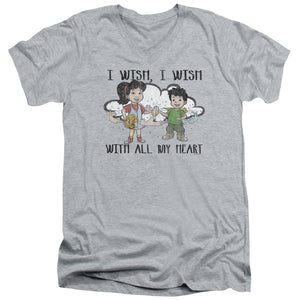 AN OFFCIALLY LICENSED DRAGON TALES I WISH WITH ALL MY HEART MEN'S V-NECK T-SHIRT ATHLETIC HEATHER