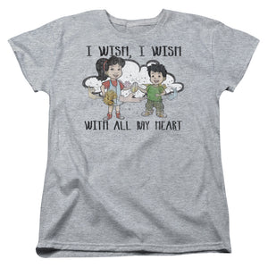 AN OFFCIALLY LICENSED DRAGON TALES I WISH WITH ALL MY HEART WOMEN'S REGULAR FIT T-SHIRT ATHLETIC HEATHER