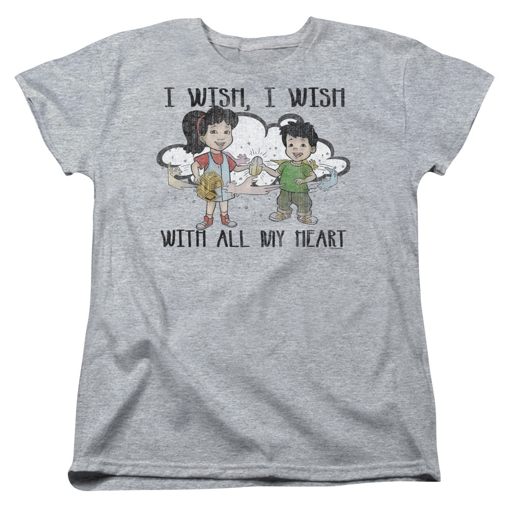 AN OFFCIALLY LICENSED DRAGON TALES I WISH WITH ALL MY HEART WOMEN'S REGULAR FIT T-SHIRT ATHLETIC HEATHER