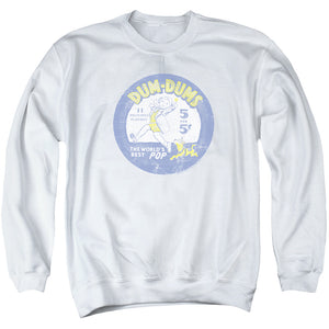 AN OFFCIALLY LICENSED DUM DUMS POP PARADE ADULT UNISEX CREWNECK SWEATSHIRT WHITE