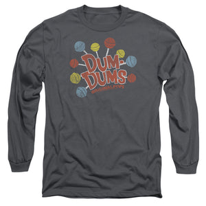 AN OFFCIALLY LICENSED DUM DUMS ORIGINAL POPS MEN'S LONG SLEEVE T-SHIRT CHARCOAL