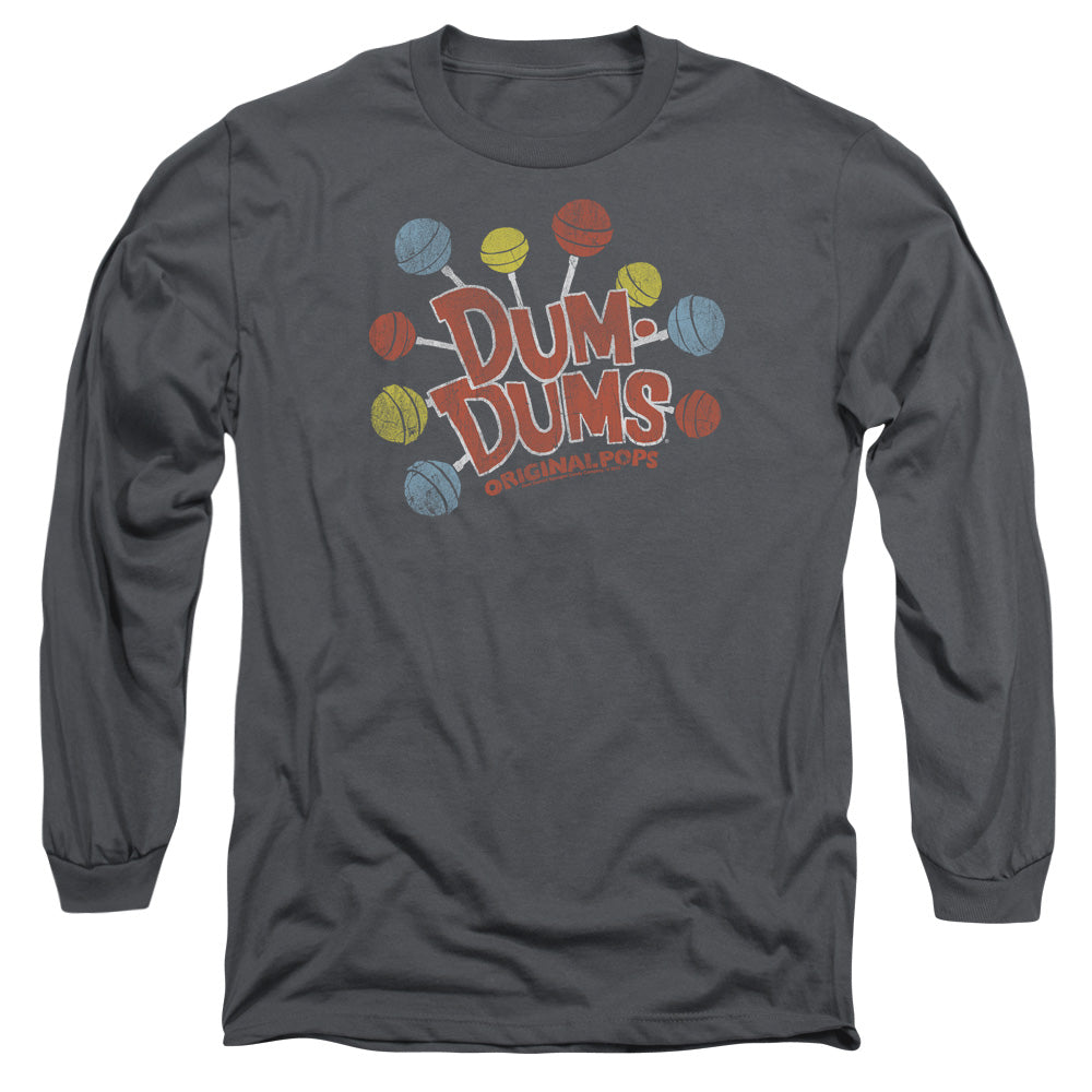 AN OFFCIALLY LICENSED DUM DUMS ORIGINAL POPS MEN'S LONG SLEEVE T-SHIRT CHARCOAL