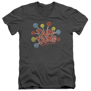 AN OFFCIALLY LICENSED DUM DUMS ORIGINAL POPS MEN'S V-NECK T-SHIRT CHARCOAL